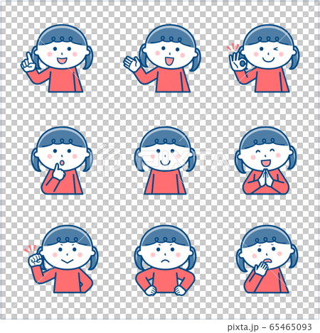 Girl / Upper body / Facial expression / 2 color set 1 65465093