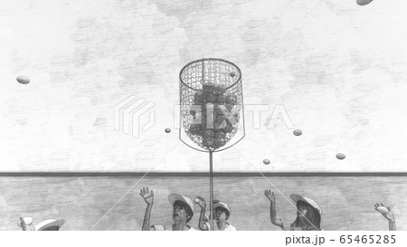 学校　運動会　玉入れ　観客無し　建物無し　イラスト47 65465285