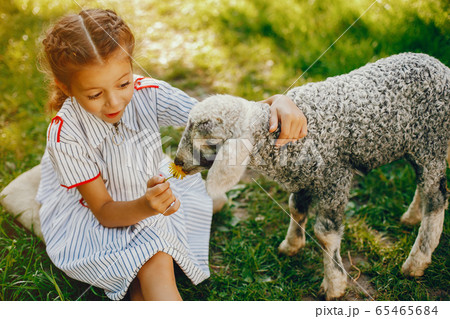 beautiful girl with goat 65465684