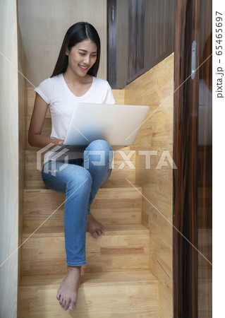 Asian girl work office job from home between 65465697