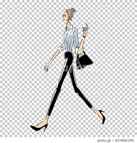 おしゃれな女性の通勤スタイルのイラスト素材