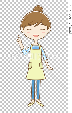 An apron woman explaining with a smile - Stock Illustration [65467668 ...