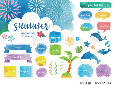 水彩風_夏のフレームセット 65472143