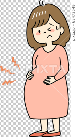 腹痛に悩む妊婦のイラスト素材