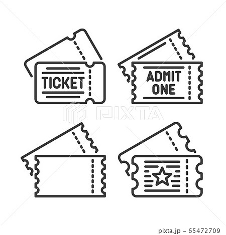 Ticket Icons Set on White Background. Line Style Vector 65472709