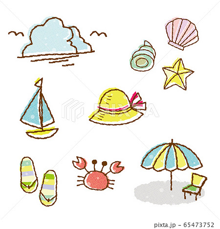 夏の素材 セット パステルカラー ドット柄 65473752