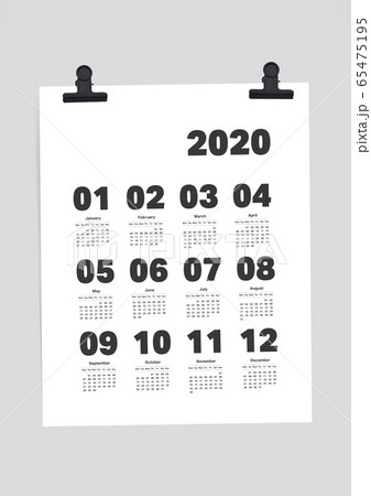 Calendar 2020 Planner on White Paper A4 Template 65475195