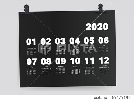 Calendar 2020 Planner on Black Paper A4 Template 65475196