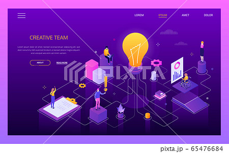 Creativity at work - modern vector isometric colorful web banner 65476684