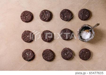 Dark chocolate salted cookies Dark chocolate salted cookies 65477635