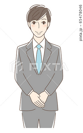 手を揃えて立つ正面向きの男性 手を揃えて立つ正面向きの男性 65478046