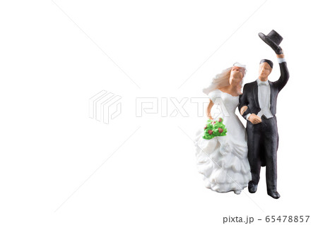 Miniature people wedding  isolated on white 65478857
