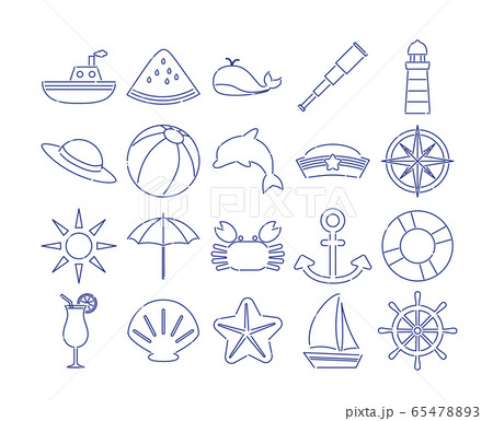 夏の海の線画イラスト素材のイラスト素材 6547 夏の海の線画イラスト素材のイラスト素材 6547