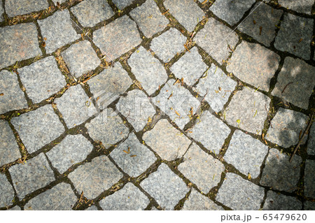 Grey Old Stone Pavement Top View or Granite Grey Old Stone Pavement Top View or Granite 65479620