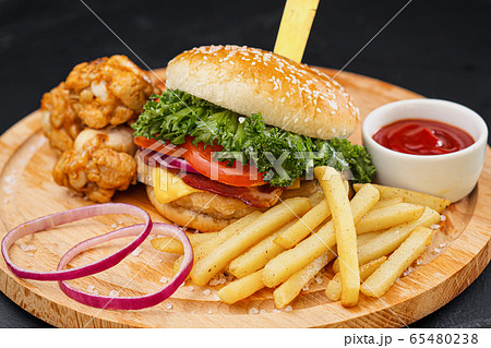 Fast food takeout food top