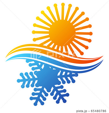 Sun and snowflake air conditioning symbol design 65480786
