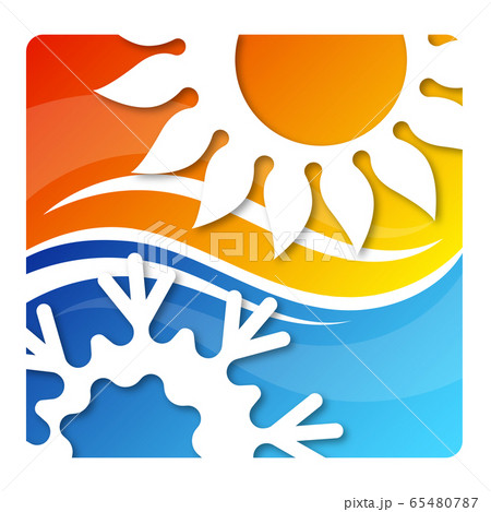 Sun and snowflake air conditioning design 65480787