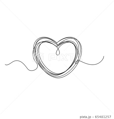 Continuous Heart Vector Illustration, One Line Art Continuous Heart Vector Illustration, One Line Art 65481257