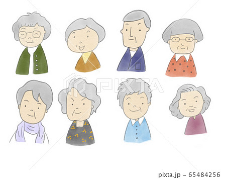 お年寄り ソフト 鉛筆 水彩タッチ イラストのイラスト素材