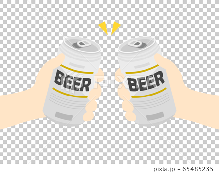缶ビールで乾杯するイラストのイラスト素材