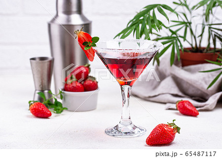 Strawberry martini. Sweet summer cocktail Strawberry martini. Sweet summer cocktail 65487117