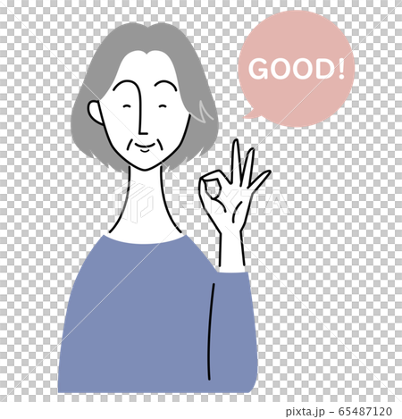 "GOOD"のジェスチャーをする年配女性 "GOOD"のジェスチャーをする年配女性 65487120