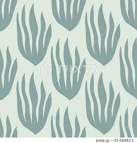Geometric tropical plants seamless pattern on green background. Contemporary exotic jungle wallpaper. 65488823