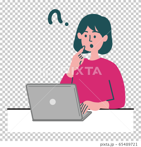 Girl thinking about computer Girl thinking about computer 65489721