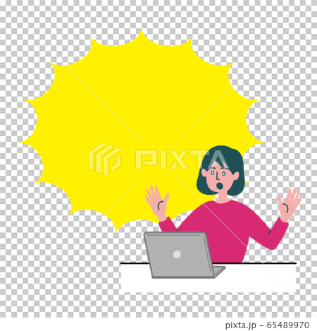 The girl's computer is shocked 65489970