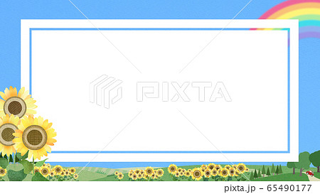 背景-フレーム-青空-夏-ひまわり 背景-フレーム-青空-夏-ひまわり 65490177