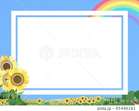 背景-フレーム-青空-夏-ひまわり 65490181