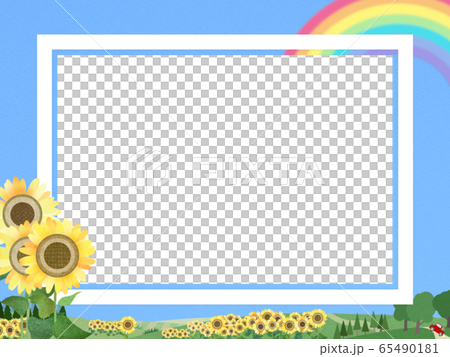 背景-フレーム-青空-夏-ひまわり 65490181