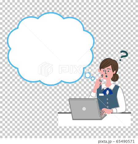 Female bank clerk OL clerk PC Thinking blank Blank 65490571
