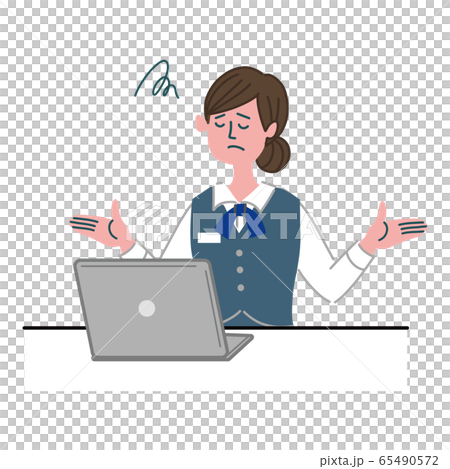 Female bank clerk, office worker, computer 65490572