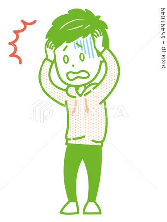 ショックを受ける男性 ポーズ イラストのイラスト素材