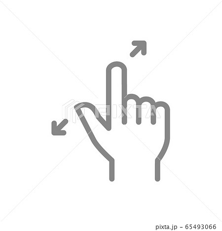 Zoom with two fingers line icon. Touch screen hand gesture symbol 65493066