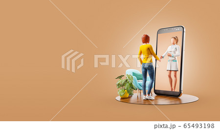 Unusual 3d illustration smart phone application Unusual 3d illustration smart phone application 65493198