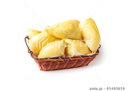 Durian delicious thai fruit in basket isolated on white background 65493659
