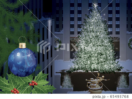 ロックフェラーセンターのクリスマスのイラストのイラスト素材