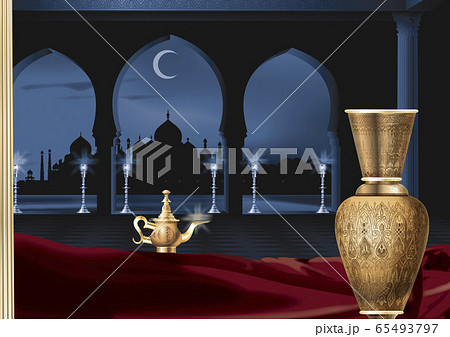 アラビアの夜景のイラストのイラスト素材