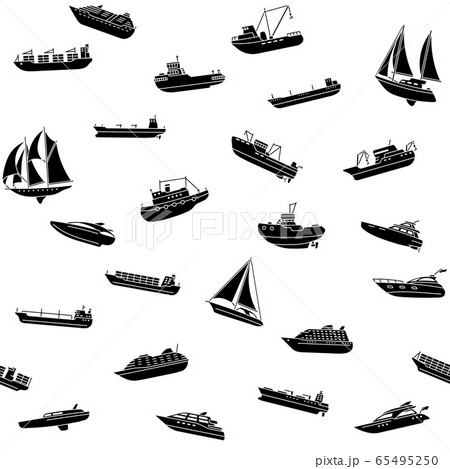 Seamless background of ships and boats. Barge and Seamless background of ships and boats. Barge and 65495250