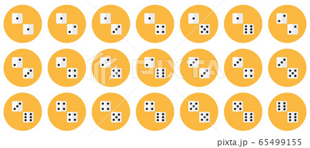Pairs of white dices vector flat icon set 65499155