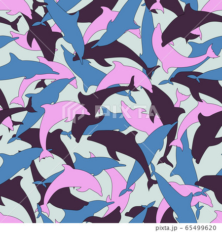 Artistic colorful dolphins in jumping action with Artistic colorful dolphins in jumping action with 65499620