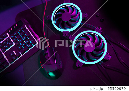 Modern computer fan with blue light Modern computer fan with blue light 65500079