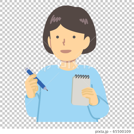 Girl in light blue clothes / taking notes 65500109