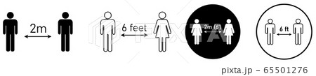 Social distancing set of icons. Simple man or Social distancing set of icons. Simple man or 65501276