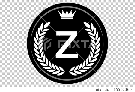 白黒のアルファベットメダルのベクターイラスト Zのイラスト素材