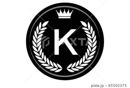 白黒のアルファベットメダルのベクターイラスト Kのイラスト素材