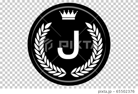 黑白字母獎牌矢量圖J 65502376