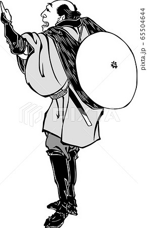 浮世絵　町人　その160　白黒 65504644
